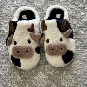 Cow Plush Fuzzy Slippers
